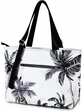 Women's White Black Pool Bags with Wet Compartment Lightweight Tote for Work